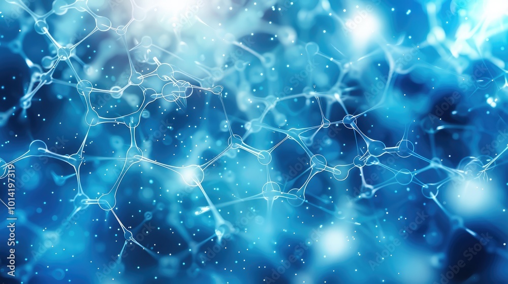 Aufkleber Science and technology background with geometric patterns and connected nodes.