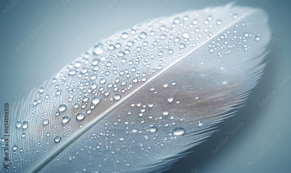 Aufkleber a close-up of a delicate feather adorned with water droplets, showcasing intricate patterns and text