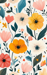 Retro style floral texture art background