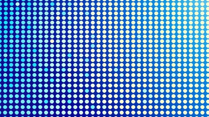 A stylized digital design featuring a repetitive pattern of tiny dots in varying shades of blue and white,