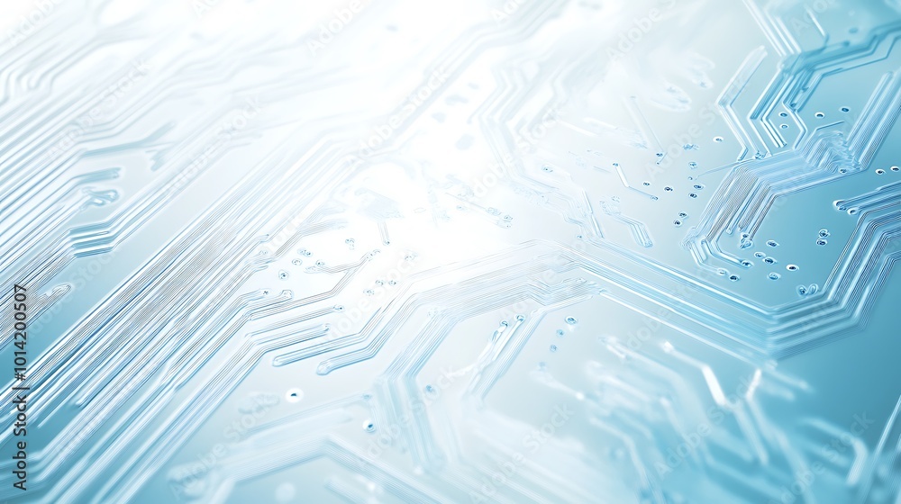 Aufkleber abstract blue and white background of a circuit board with a blurred background.
