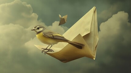 Bird on a Paper Airplane: A Surreal Flight of Fantasy