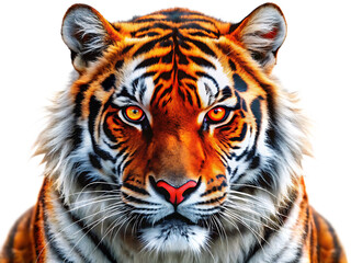 Tiger head isolated on white background as transparent, PNG