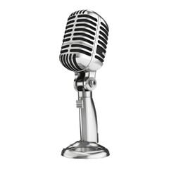 Fototapeta premium 3D silver microphone isolated on transparent background.