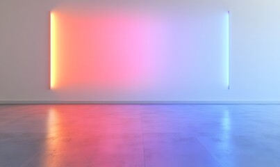 White wall with table chart showing different rainbow light effects, Generative AI