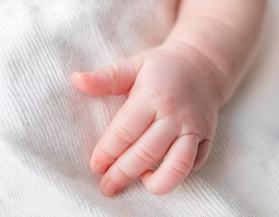 close-up of a baby's soft, tiny hands, showing details of the delicate skin and tiny fingers. generative ai