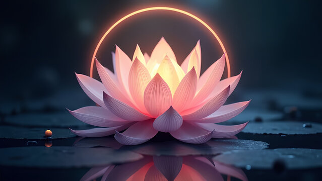 An enchanting lotus flower blooming with delicate flowing petals is the focal point of a stunning vector art logo The circular outline behind it enhances its magical aura