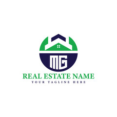Green and Blue Real Estate Branding Logo