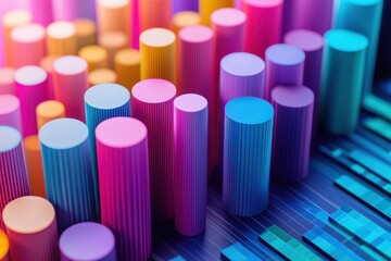 Fototapeta premium Vibrant 3D sound wave visualization with colorful bars