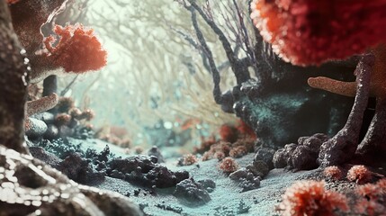 Fototapeta premium Vibrant Underwater Coral Reef Scene