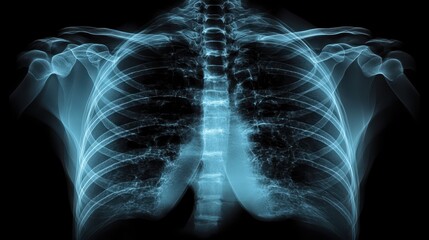 An X-ray of the chest is held in the style