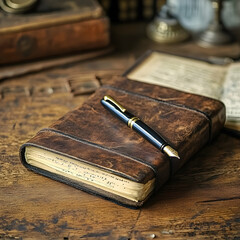 old book and glasses on table