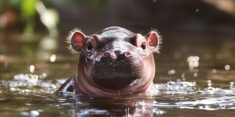 Fototapeta premium adorable baby hippo 