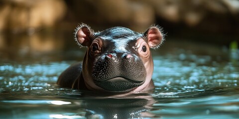 Fototapeta premium adorable baby hippo 