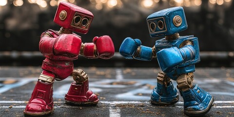 red robot boxing blue robot 