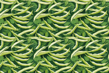 French beans with green leaves pattern vector illustration
