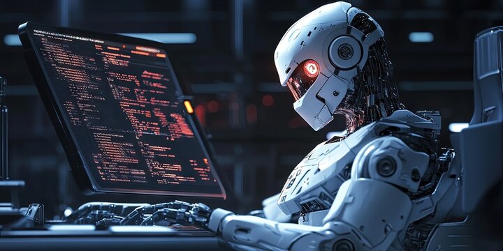 robot hacker - cybersecurity and adversarial AI concept