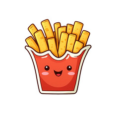 Smiling fries in a red container are perfect for fast food menu designs, food blogs, social media graphics, and restaurant advertisements. Generative AI