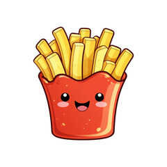 Smiling fries in a red container are perfect for fast food menu designs, food blogs, social media graphics, and restaurant advertisements. Generative AI