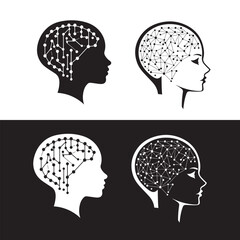 Artificial Intelligence Human Head with Neural Network Design