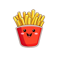 Smiling fries in a red container are perfect for fast food menu designs, food blogs, social media graphics, and restaurant advertisements. Generative AI