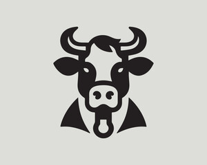 Cow logo vector. Colorful cow head logo. Animal farm. Cow icon. Dairy product symbol vector illustration.