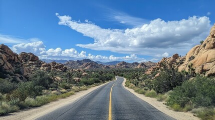 Naklejka premium Scenic roadway in Joshua Tree National Park