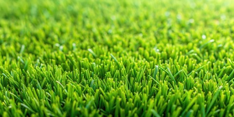 Fototapeta premium A close-up view of vibrant green grass blades, illuminated by the sun's rays, creating a captivating display of nature's beauty.