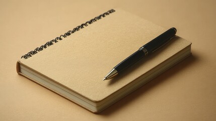 empty blank notebook with a pen, mockup with copy space , personal diary