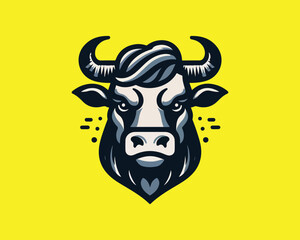 Cow logo vector. Colorful cow head logo. Animal farm. Cow icon. Dairy product symbol vector illustration.