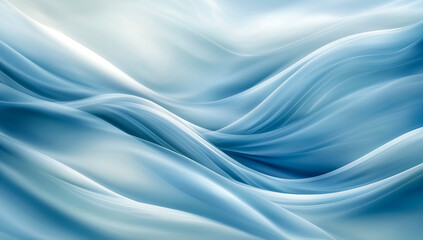 Fototapeta premium Fluid fabric-like blue and white swirls, minimalistic design, soft lighting, modern abstract expressionism
