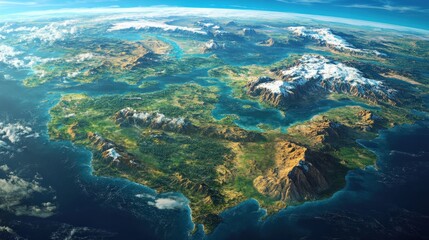 Fototapeta premium Historical visualization of Pangaea's breakup into today's continents due to plate tectonics