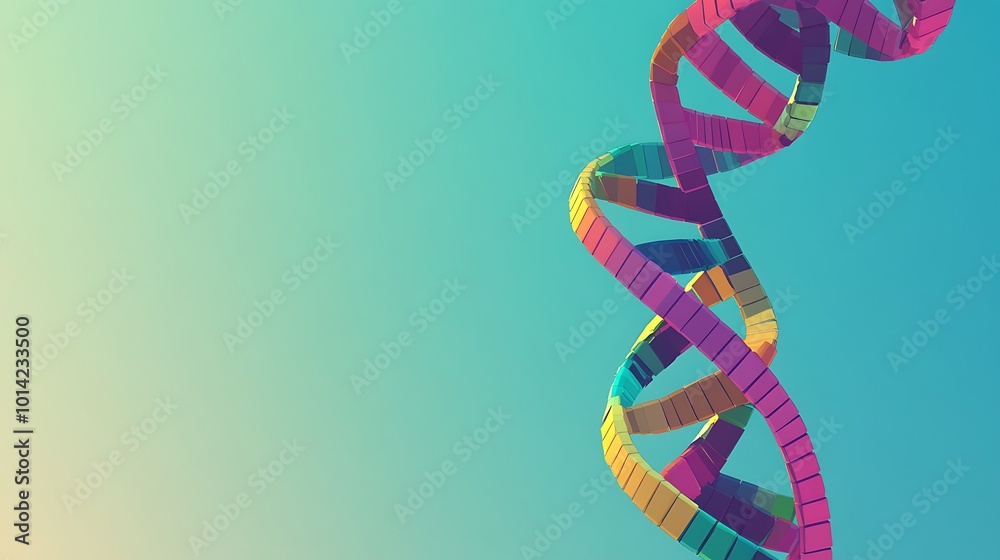 Poster A colorful 3D rendering of a DNA helix against a blue gradient background.