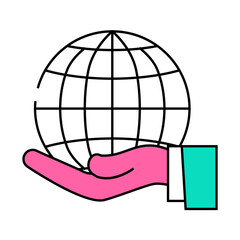 protect international business line icon vector. protect international business sign. isolated symbol illustration