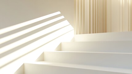 Obraz premium Bright, minimalist staircase with soft light.