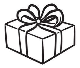 Gift box isolated on whit, Christmas gift box with ribbon, Outline gift box vector