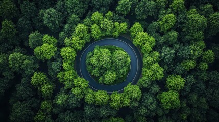Belgian forest s circular road amidst trees