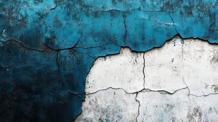 Obraz premium Abstract high contrast background. Black, blue and white concrete streaked banner. Cracked concrete background