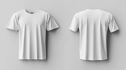 T-shirt mockup. White blank t-shirt front and back views. male clothes wearing clear attractive apparel tshirt models template | Generative AI