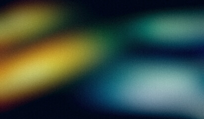 Abstract orange green blue color spots, color dots, light leaks, spotlights grainy gradient texture backdrop design. Smooth faded colors glowing wave shaped banner and poster.