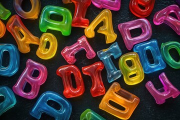 Multicolored rainbow jelly letters