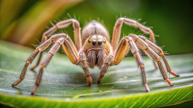 A detailed close up photograph of a Cheiracanthium punctorium spider in its natural habitat showcasing its minimalistic coloration and slender legs, coloration, minimalist, detailed