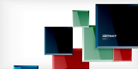Fototapeta premium Colorful squares with reflections abstract background design. Vector Illustration For Wallpaper, Banner, Background, Card, Book Illustration, landing page