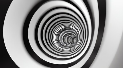 Fototapeta premium Abstract spiral pattern in black and white, creating a sense of depth and movement.