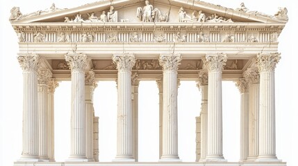 Naklejka premium A PNG graphic of the Parthenon's Greek pillars architecture letterbox.