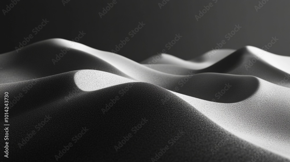 Poster abstract light and shadow on smooth sand dunes, minimalistic landscape. serenity and tranquility con