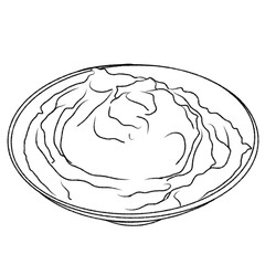 Mashed Potatoes illustration for traditional thanksgiving foods on transparent background. Culture and history food coloring page