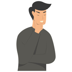 Confused Human Character Isolated on White Background. Vector Illustration in Simple Cartoon Style.