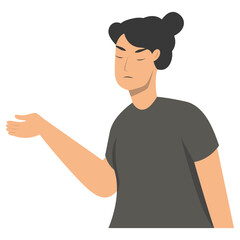 Confused Human Character Isolated on White Background. Vector Illustration in Simple Cartoon Style.