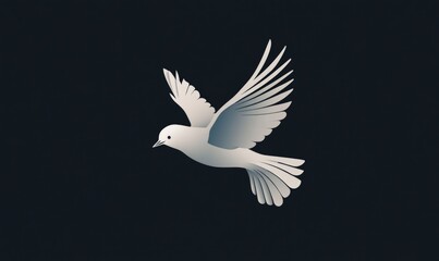 Fototapeta premium A white dove in flight against a dark background, symbolizing peace, hope, and freedom.